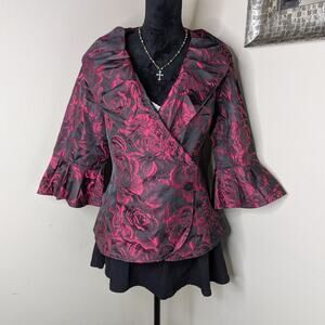 Pink and black floral top medium